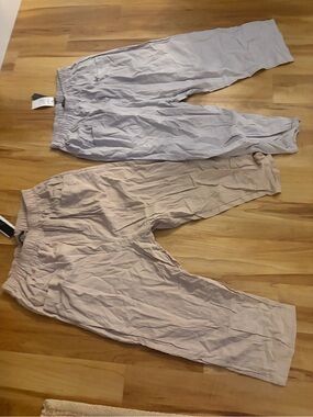 2-  Tan and Beige Elastic-Waist women’s Pants - Casual Comfort scrub type XL NWT